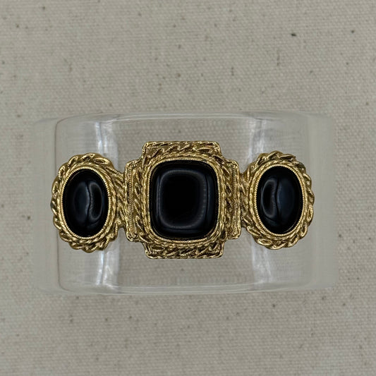 Onyx and Gold Wide Acrylic Cuff (OSFM)