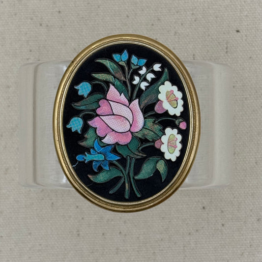 Inlaid Floral Wide Acrylic Cuff (LG)