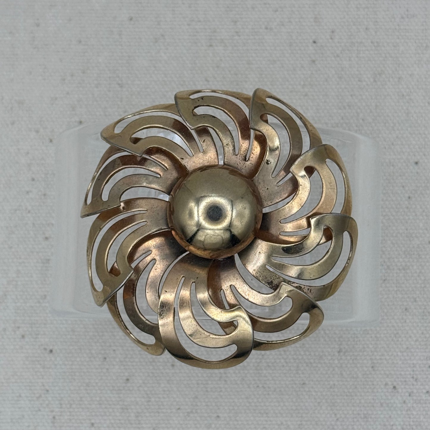Sculptural Brass Alloy Swirl Wide Acrylic Cuff (OSFM)