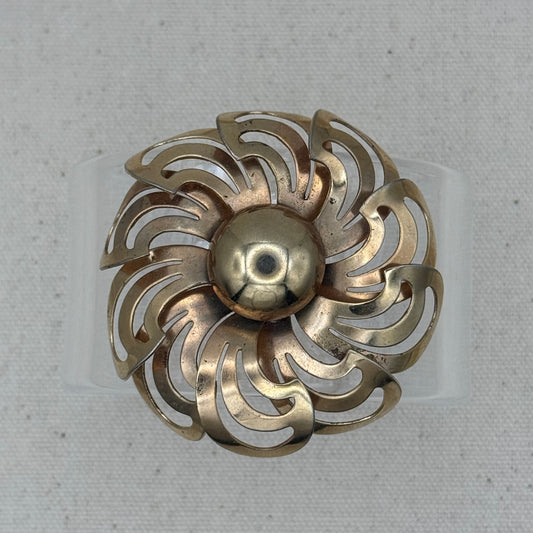 Sculptural Brass Alloy Swirl Wide Acrylic Cuff (MD)