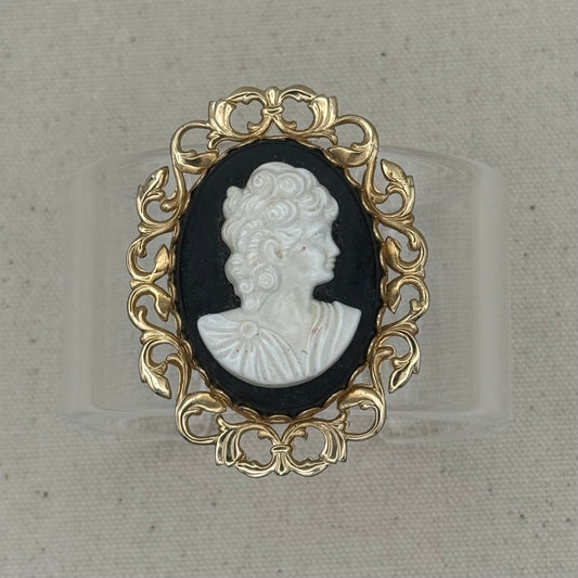 Black and White Cameo Wide Acrylic Cuff (MD)