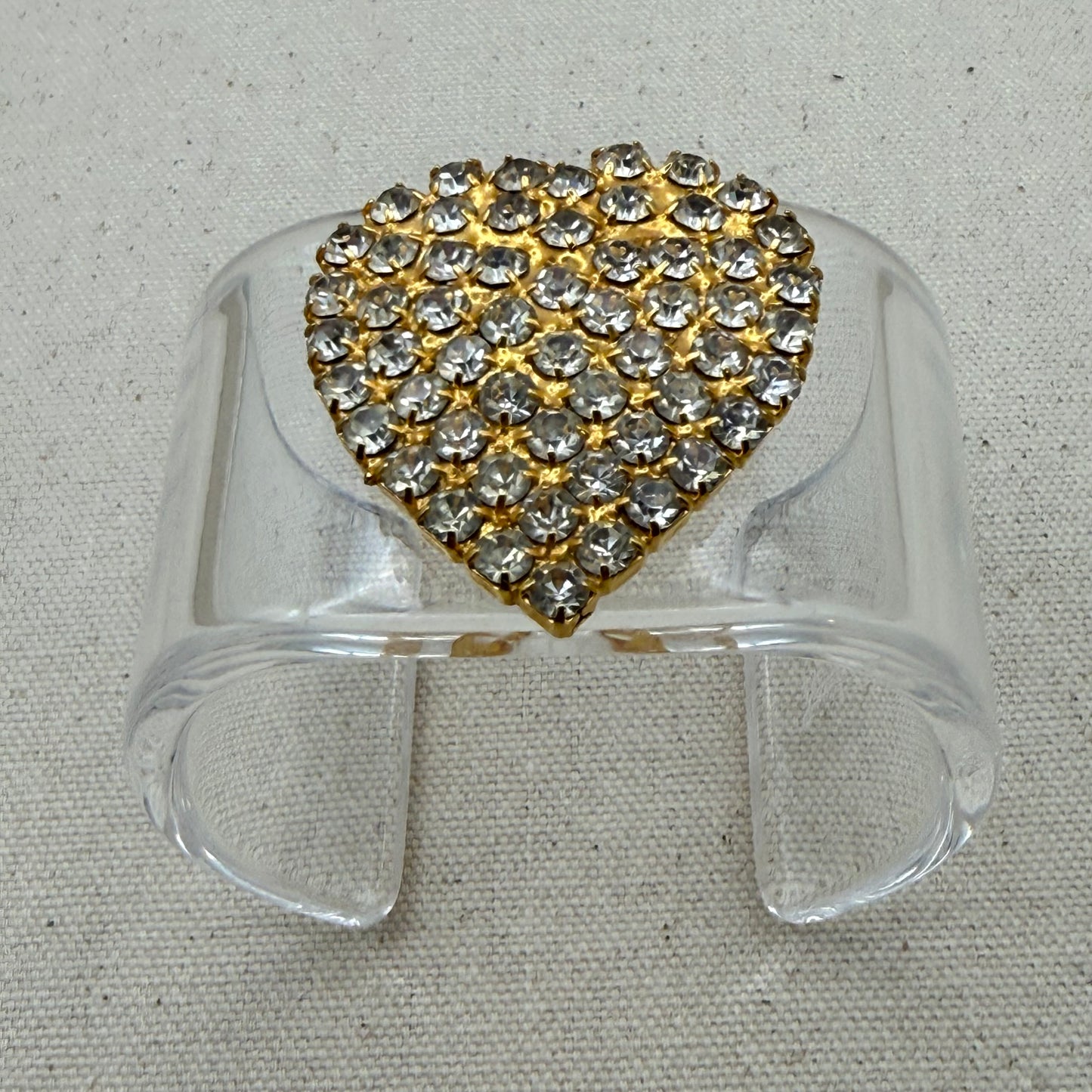 Crystal Heart Wide Acrylic Cuff (MD)