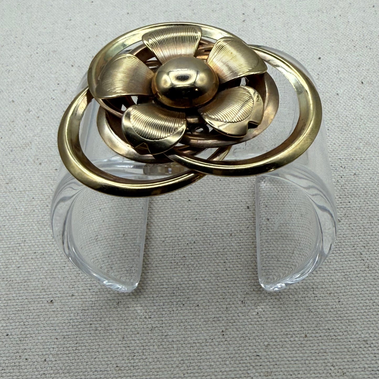 Sculptural Gold Floral Wide Acrylic Cuff (SM)