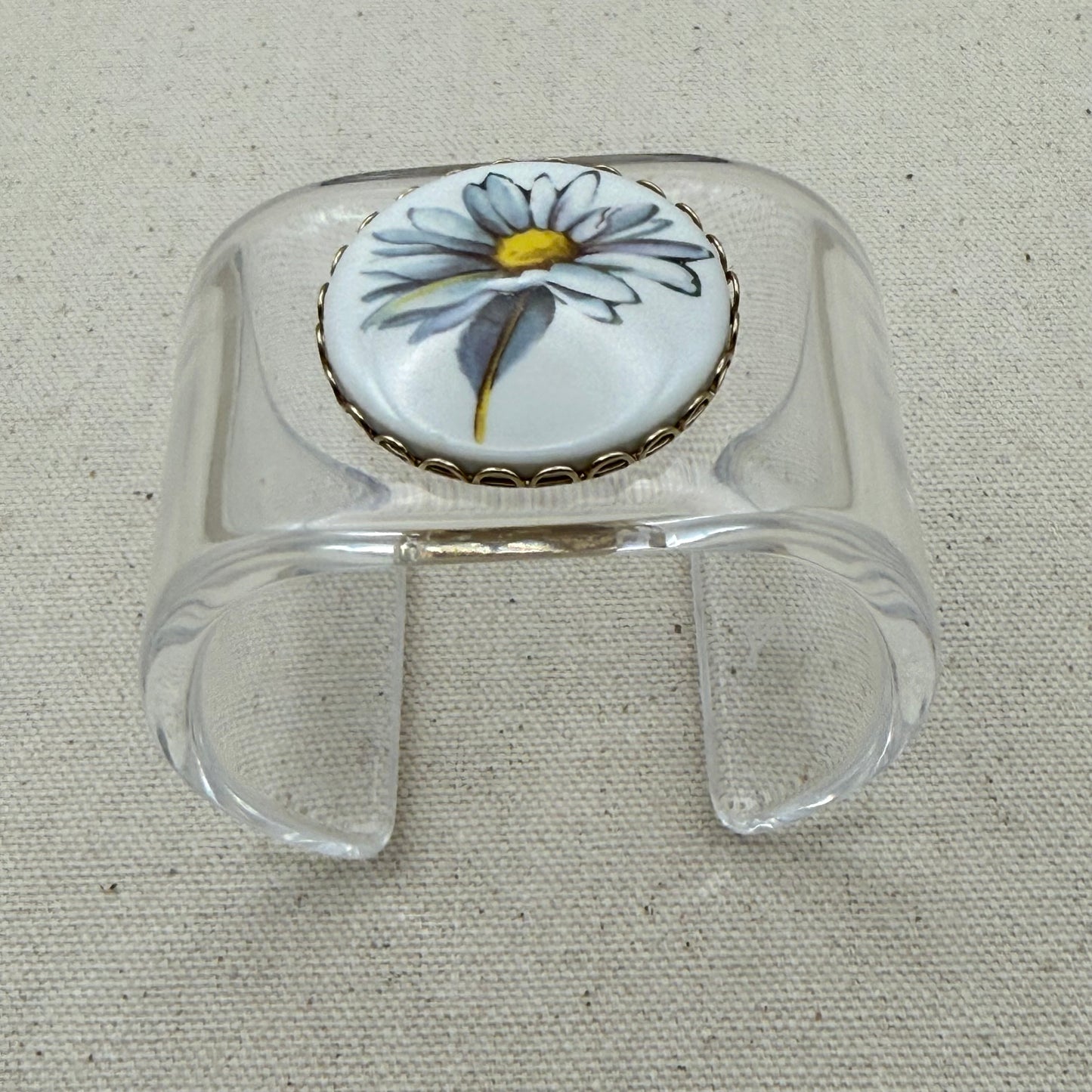 Pale Blue Daisy Wide Acrylic Cuff (SM/MED)