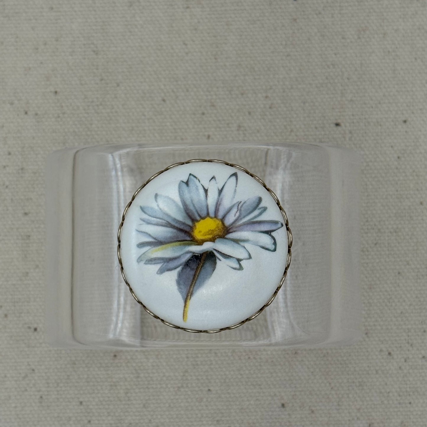 Pale Blue Daisy Wide Acrylic Cuff (SM/MED)