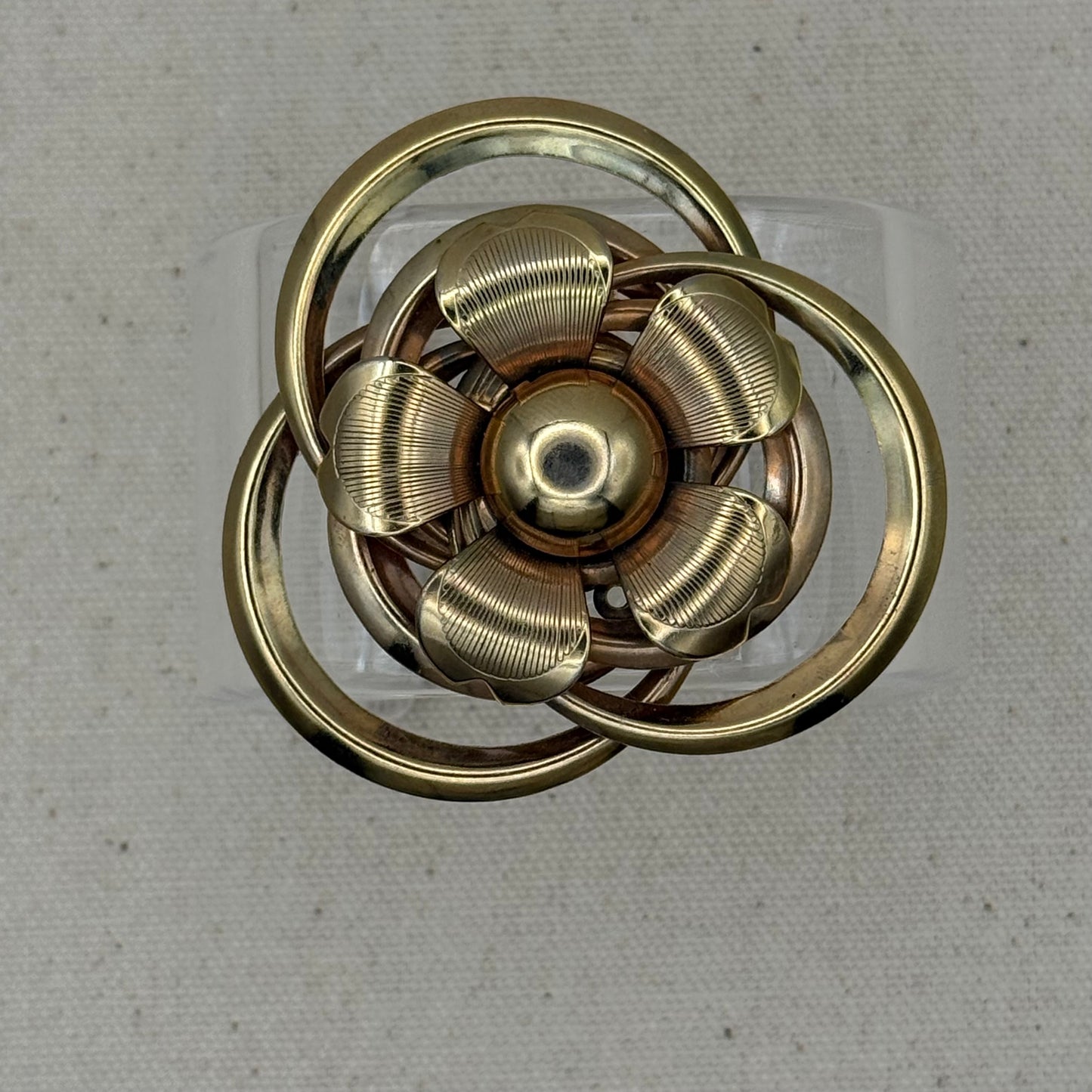 Sculptural Gold Floral Wide Acrylic Cuff (SM)