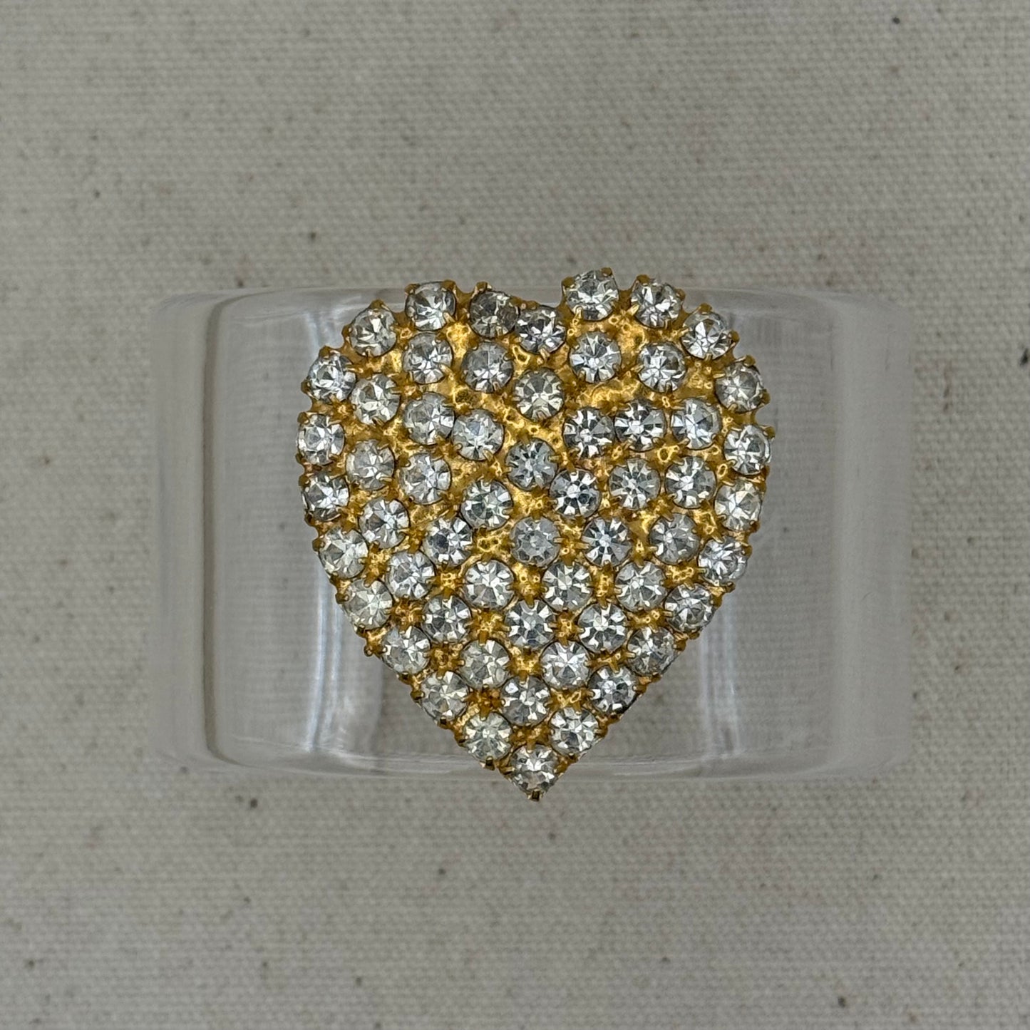 Crystal Heart Wide Acrylic Cuff (MD)