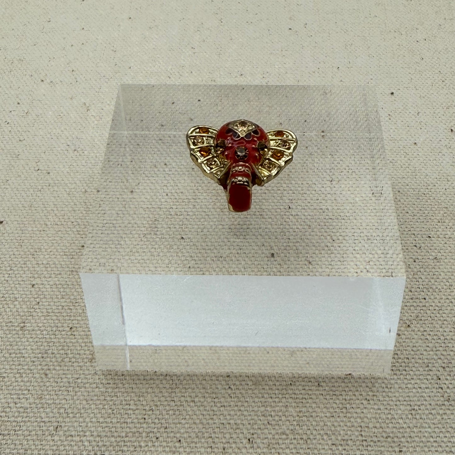 Red Enamel Elephant Acrylic Cube