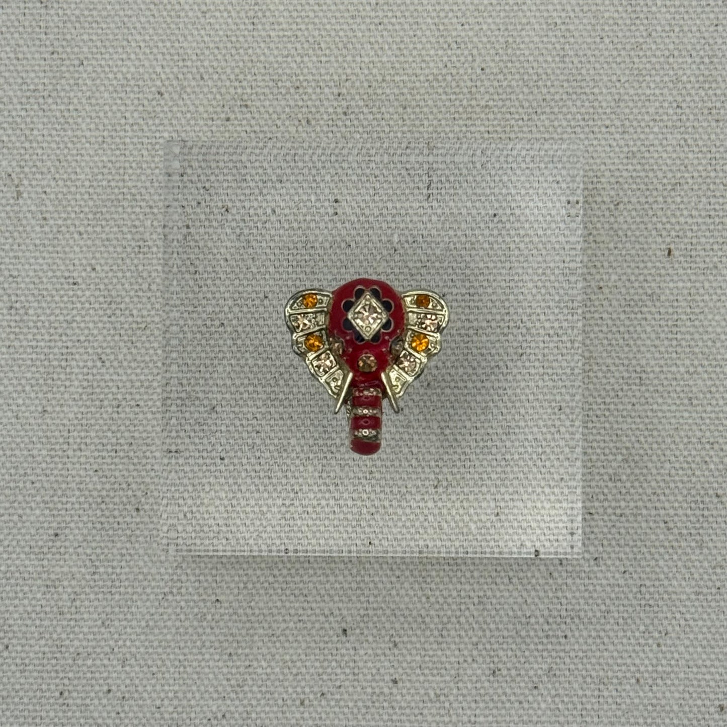 Red Enamel Elephant Acrylic Cube