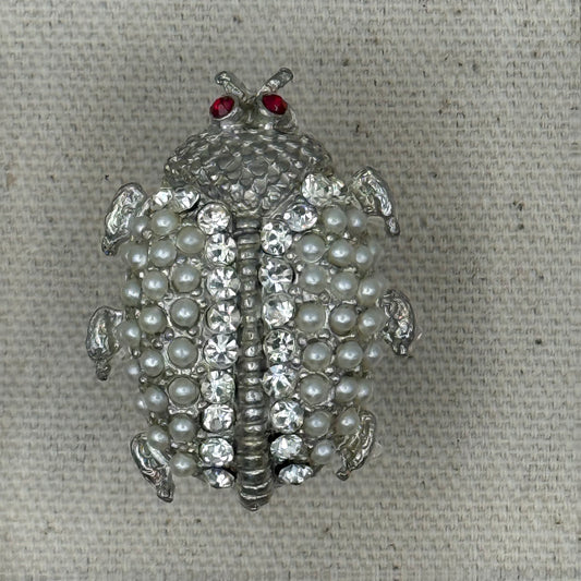 Pearl & Crystal Beetle Acrylic Cube