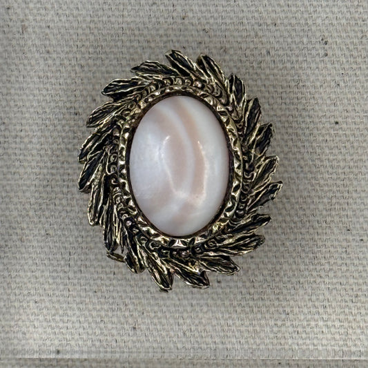 Bronze & Mother of Pearl-Like Oval Acrylic Cube