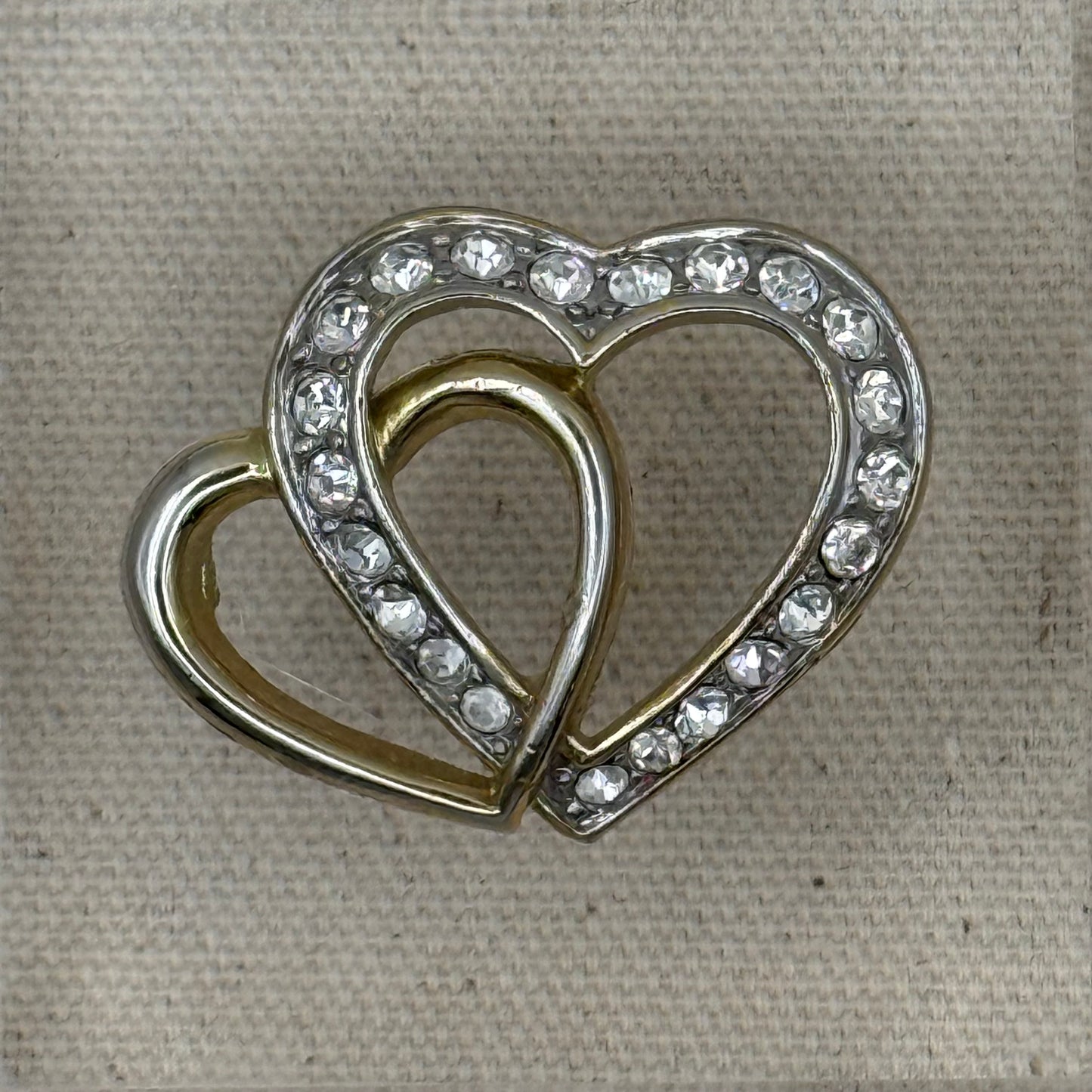 Double Heart with Rhinestones Acrylic Cube