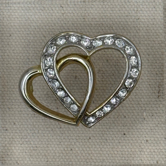 Double Heart with Rhinestones Acrylic Cube
