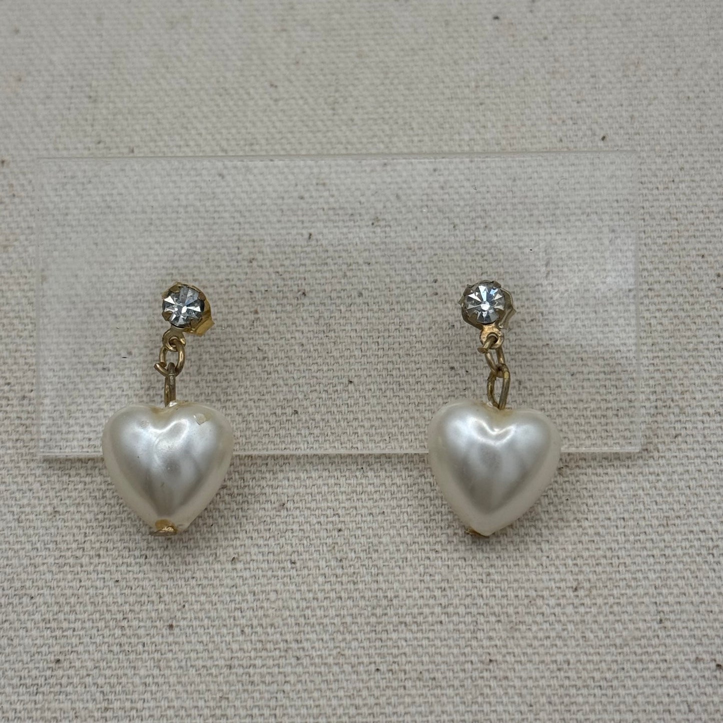 Faux Heart Pearl Drop Earrings