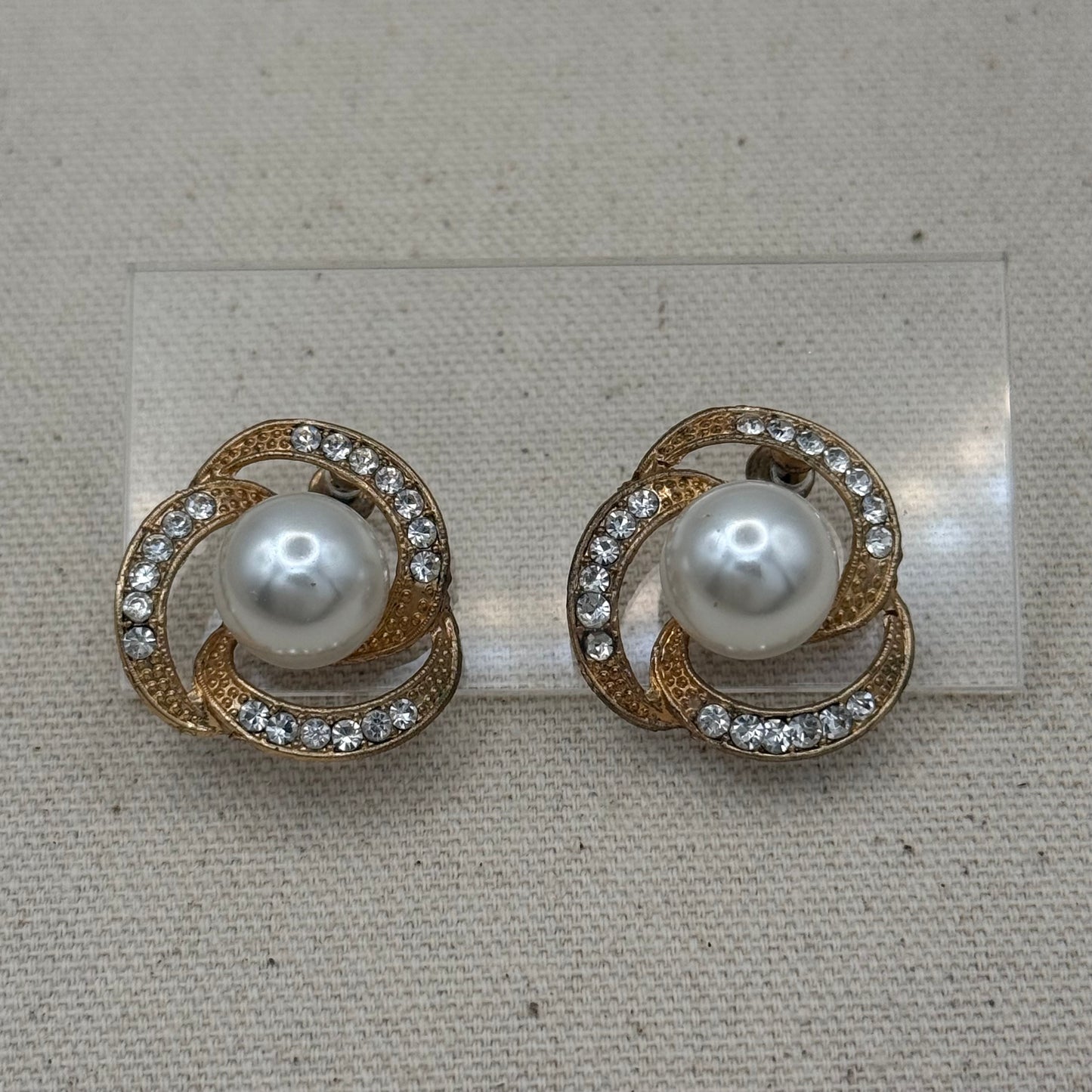 Statement Faux Pearl and Crystal Swirl Studs
