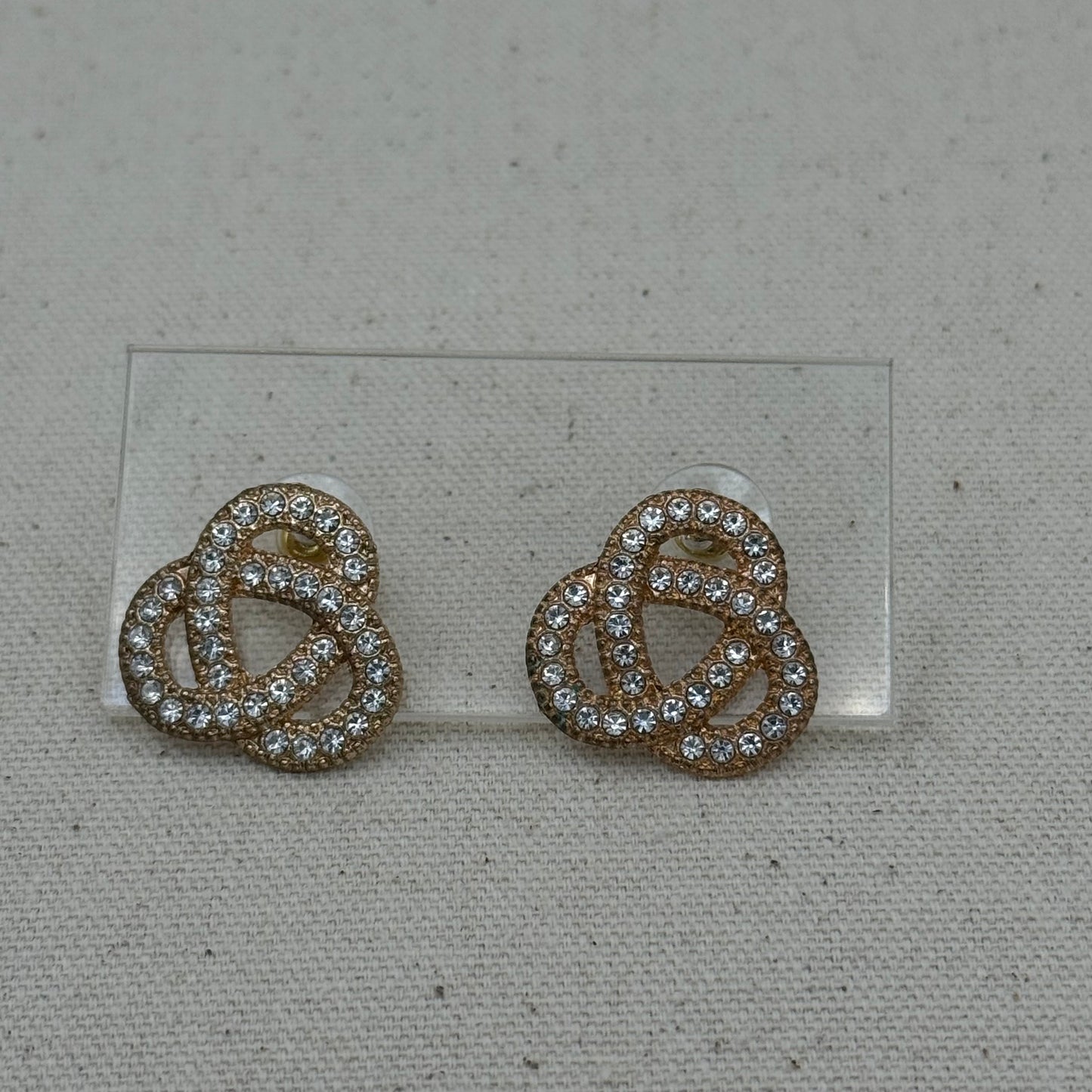 Gold Tone Sparkle Knot Earrings