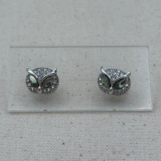 Rhinestone Owl Stud Earrings