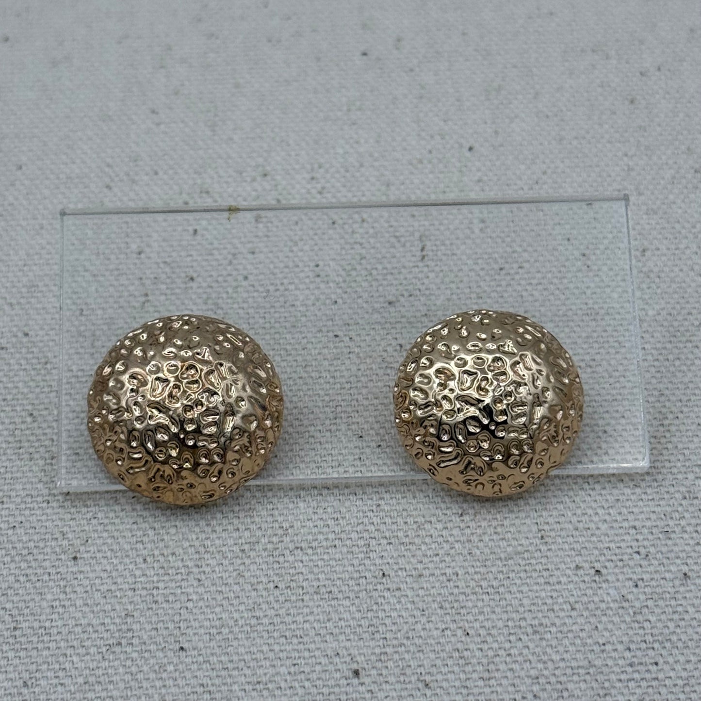 Textured Hammered Gold Tone Dome Stud Earrings