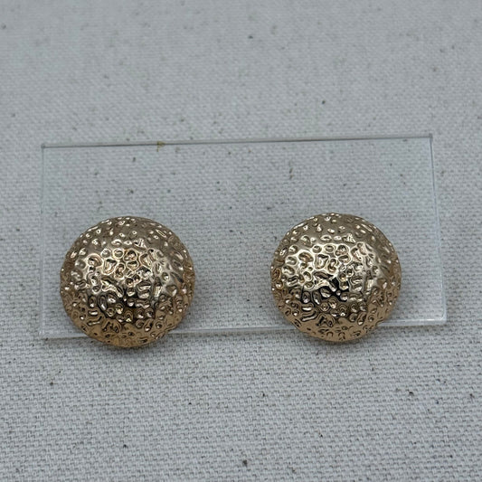 Textured Hammered Gold Tone Dome Stud Earrings
