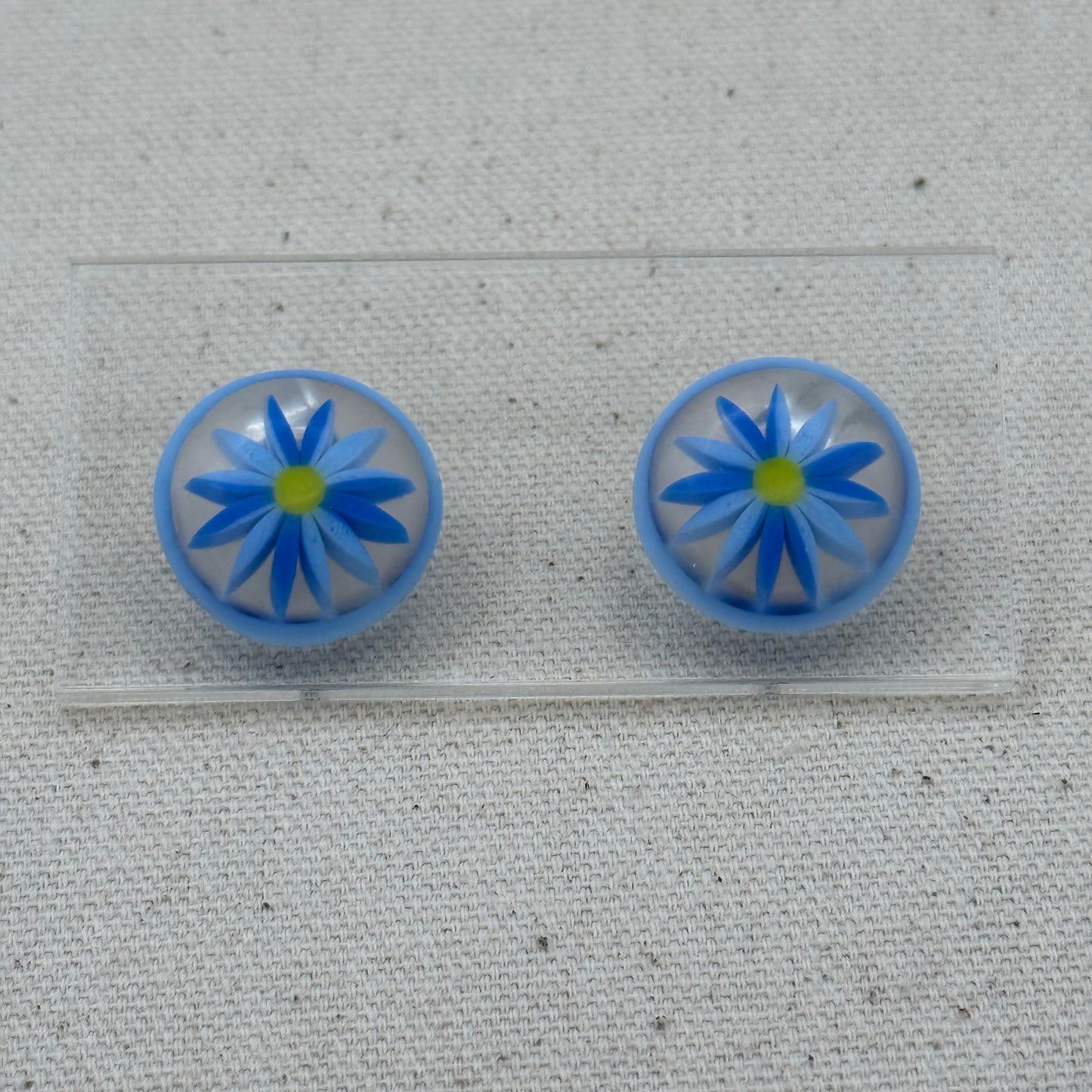 Blue Daisy Lucite Stud Earrings
