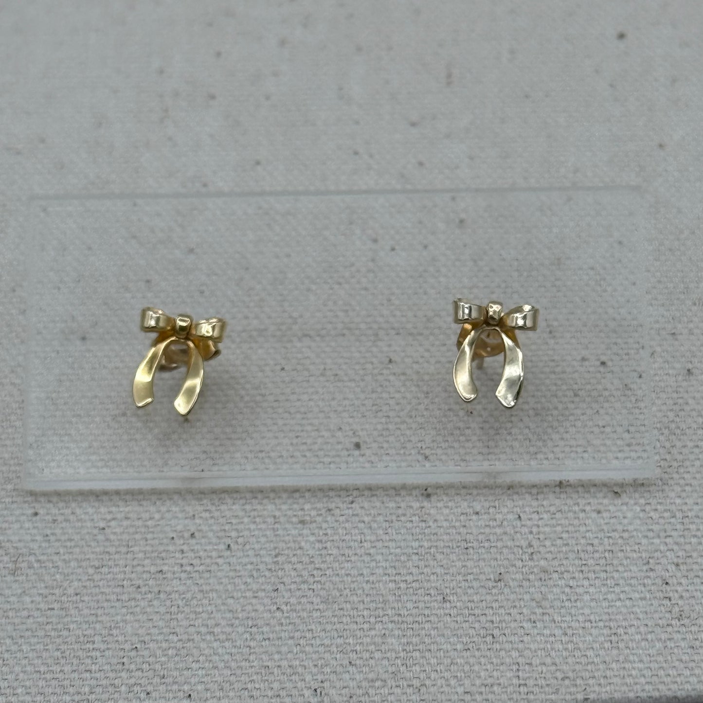 Gold Tone Bow Ribbon Stud Earrings