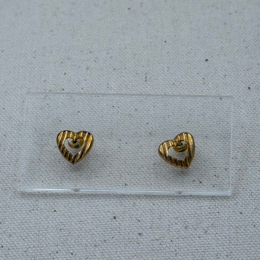 Textured Open Heart Stud Earrings