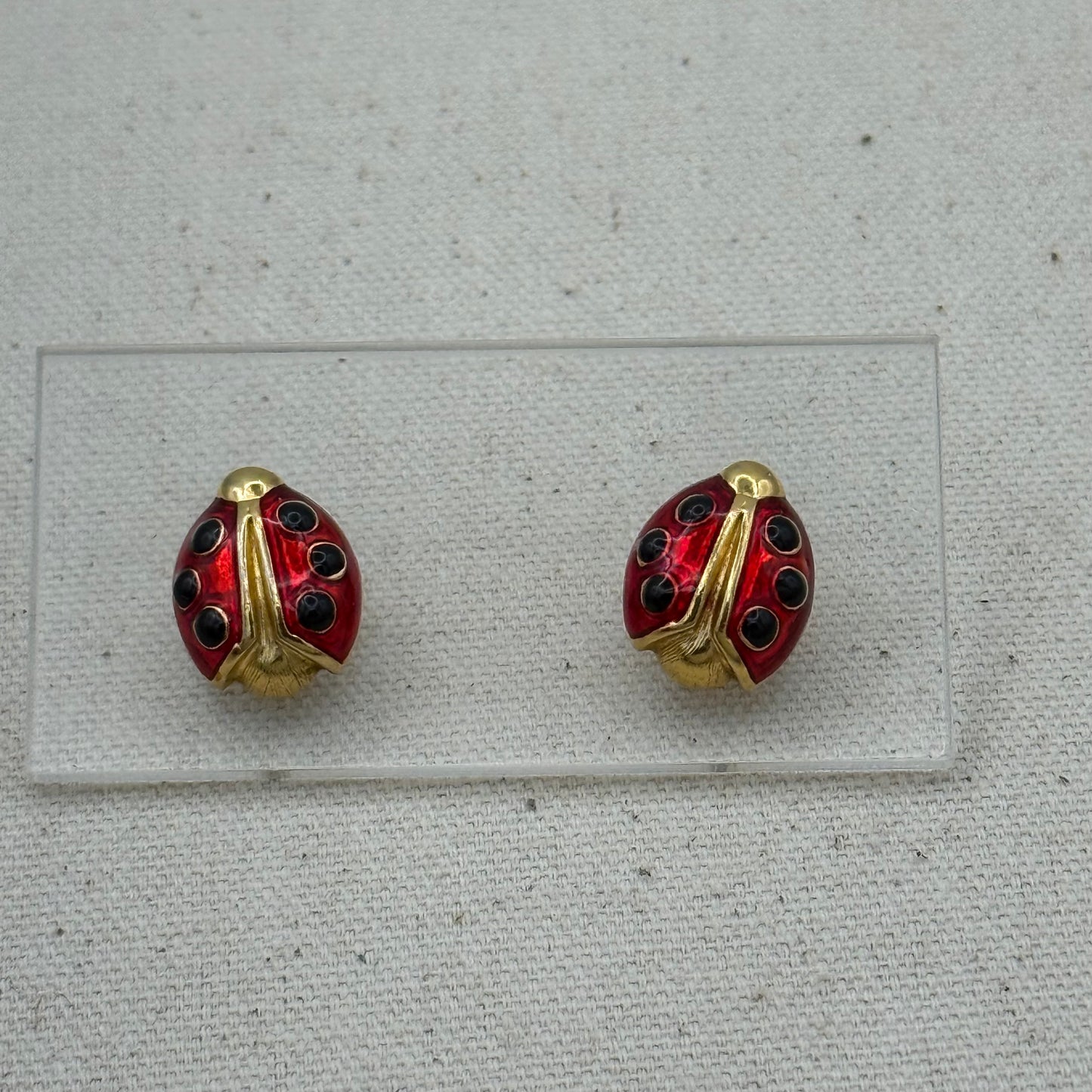 Red Enamel Ladybug Earrings