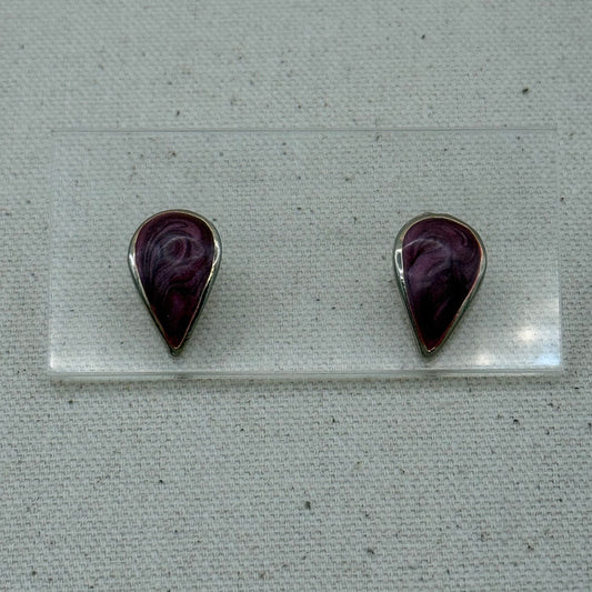 Marbled Plum Enamel Teardrop Earrings