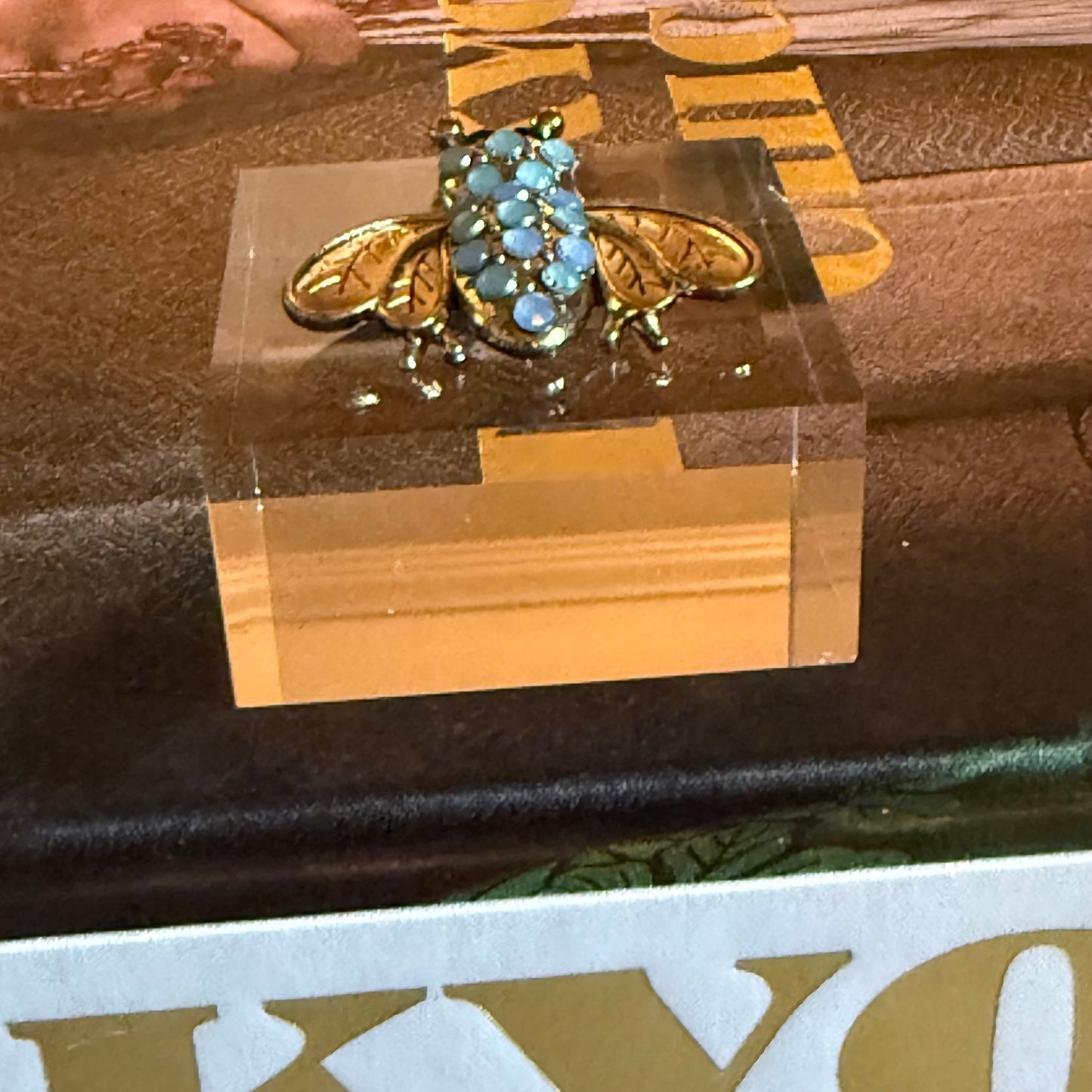 Vintage Bee Treasure Acrylic Cube