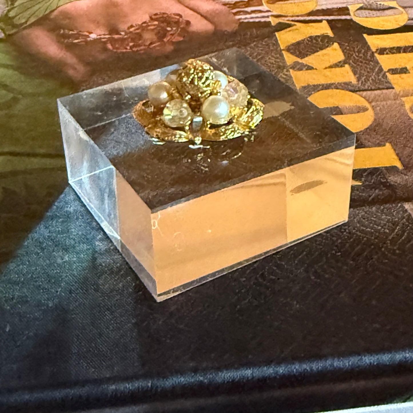 Vintage Radiance Acrylic Cube