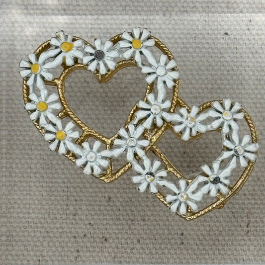 Double Daisy Enamel Hearts Acrylic Cube