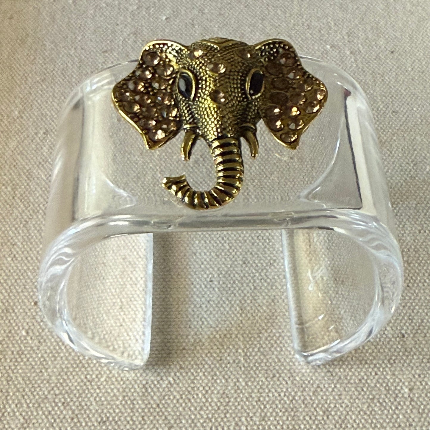 Sparkling Elephant Statement Wide Acrylic Cuff (SM)