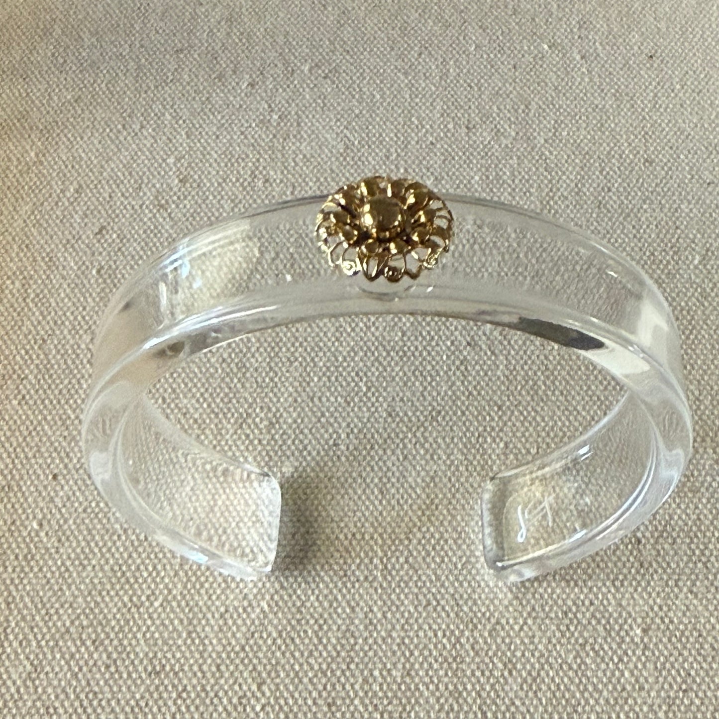 Golden Petite Flower Narrow Acrylic Cuff (OSFM)