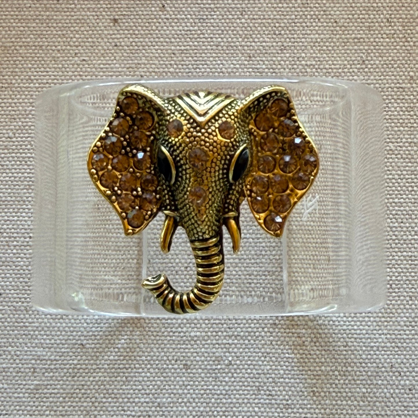 Sparkling Elephant Statement Wide Acrylic Cuff (SM)
