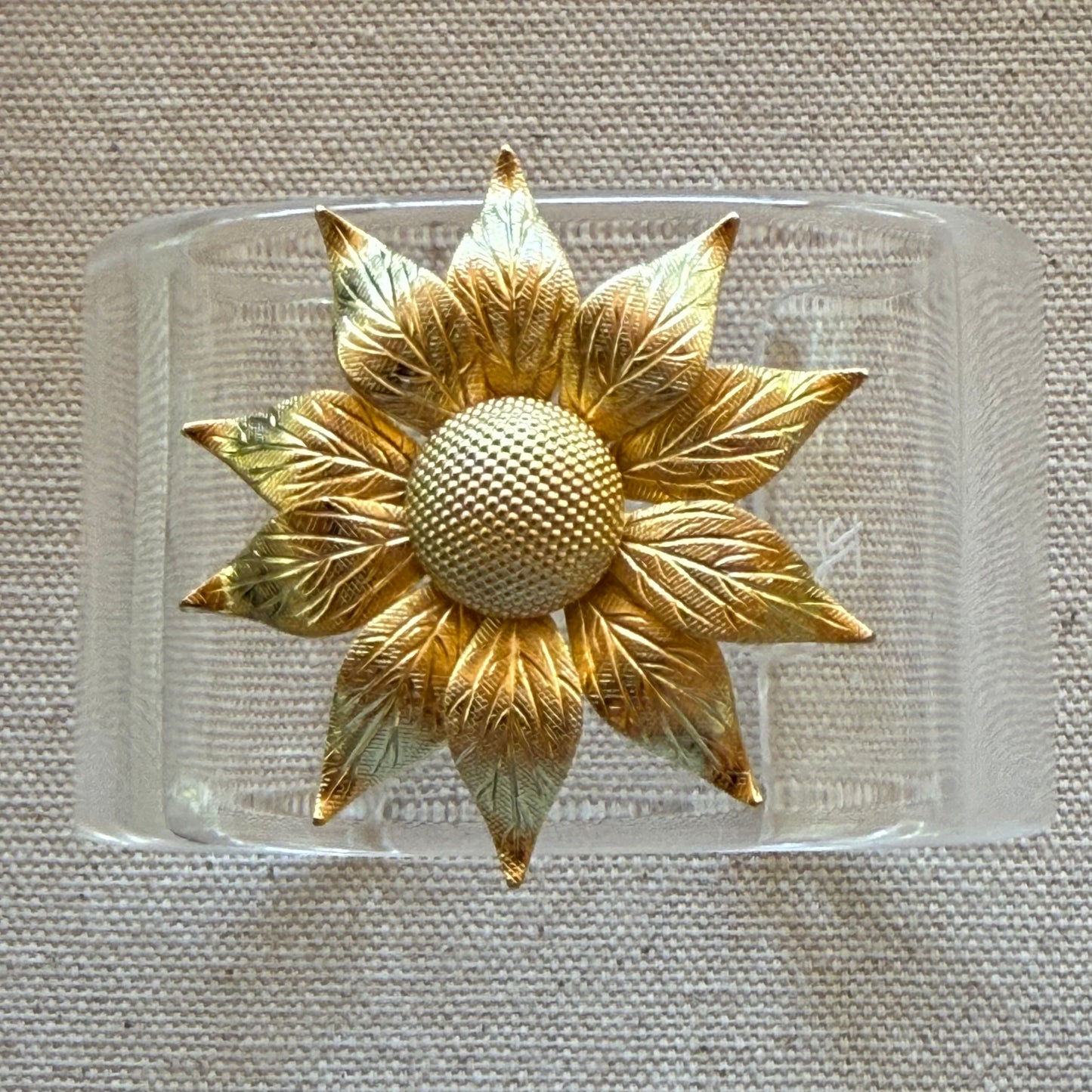 Golden Sunflower Wide Acrylic Cuff (SM)