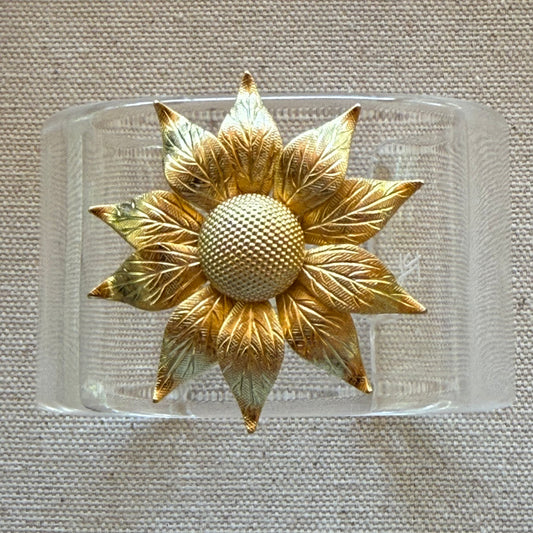 Golden Sunflower Wide Acrylic Cuff (SM)