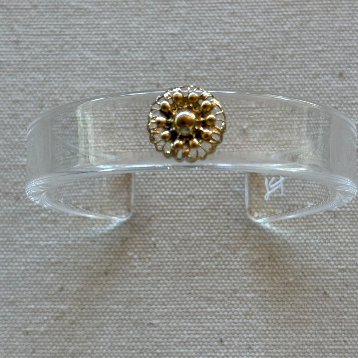 Golden Petite Flower Narrow Acrylic Cuff (OSFM)