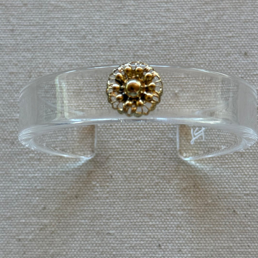 Golden Petite Flower Narrow Acrylic Cuff (OSFM)