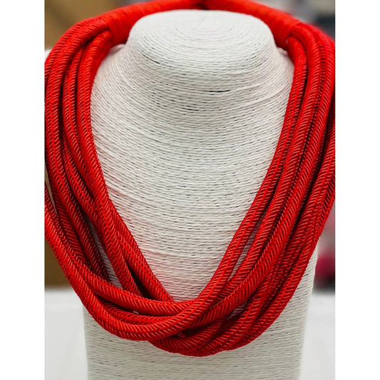 Red Slub 8-strand Necklace