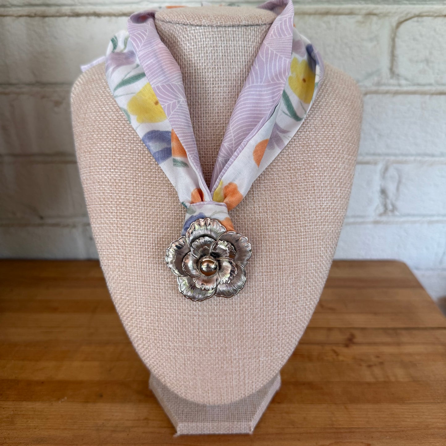 Pastel Florals Scarf Necklace