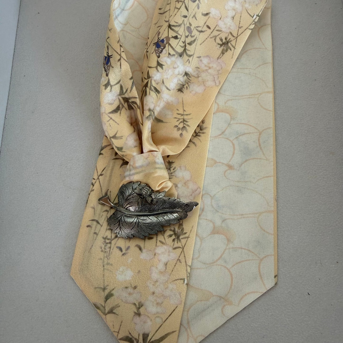 Pale Yellow Butterfly/Bee Scarf Necklace