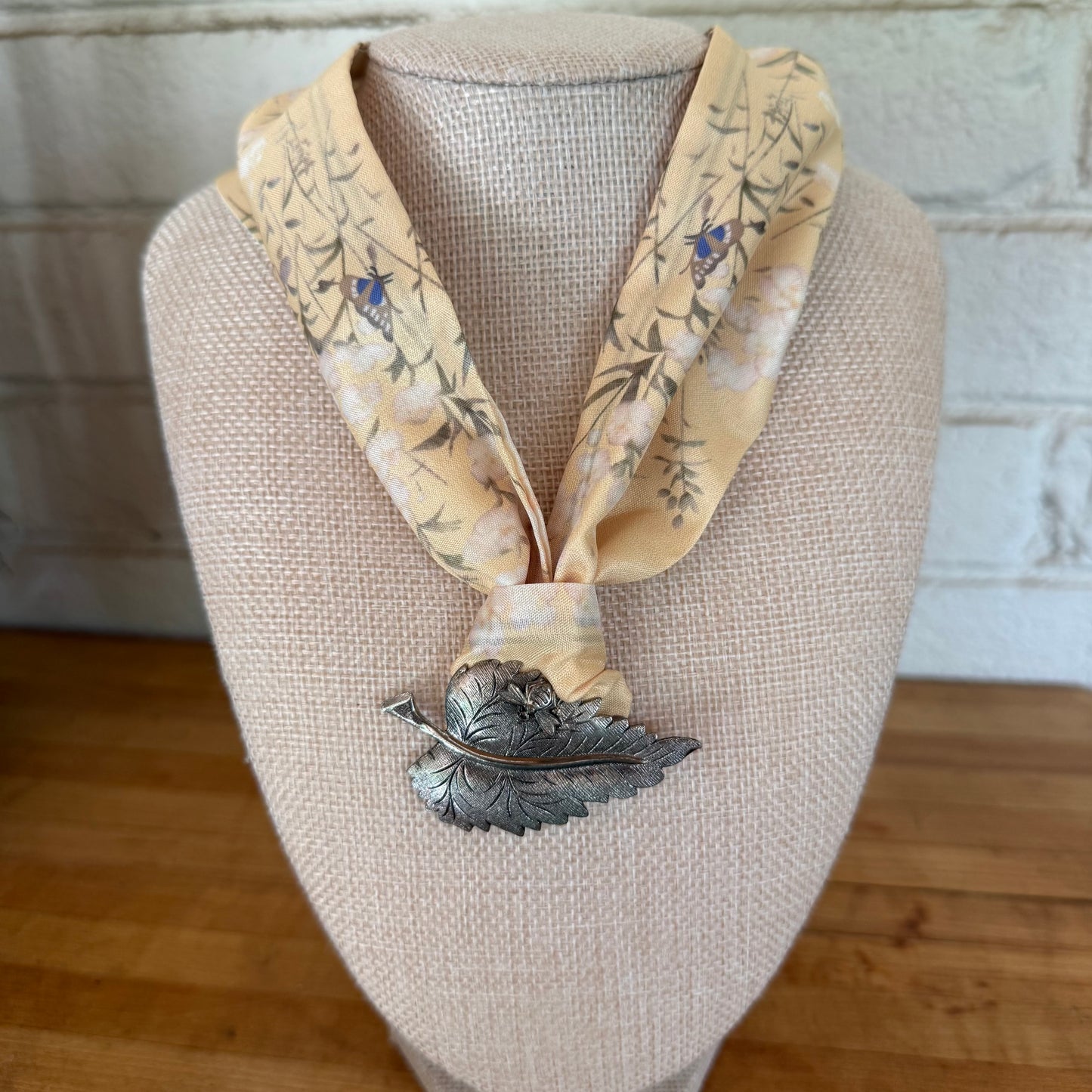 Pale Yellow Butterfly/Bee Scarf Necklace
