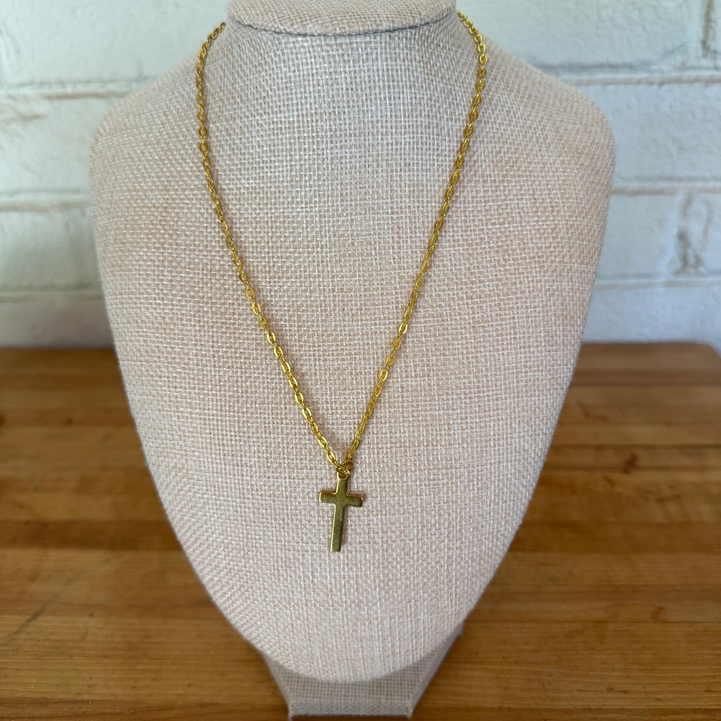 Simple Gold Tone Cross Layering Necklace