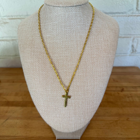 Simple Gold Tone Cross Layering Necklace