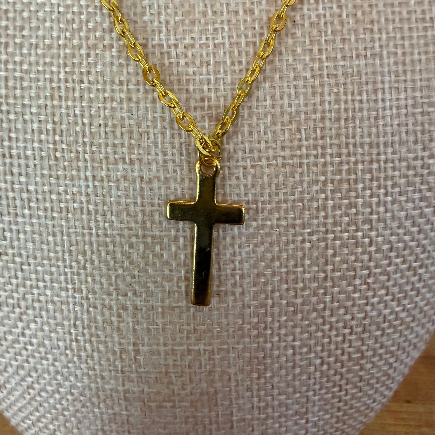 Simple Gold Tone Cross Layering Necklace