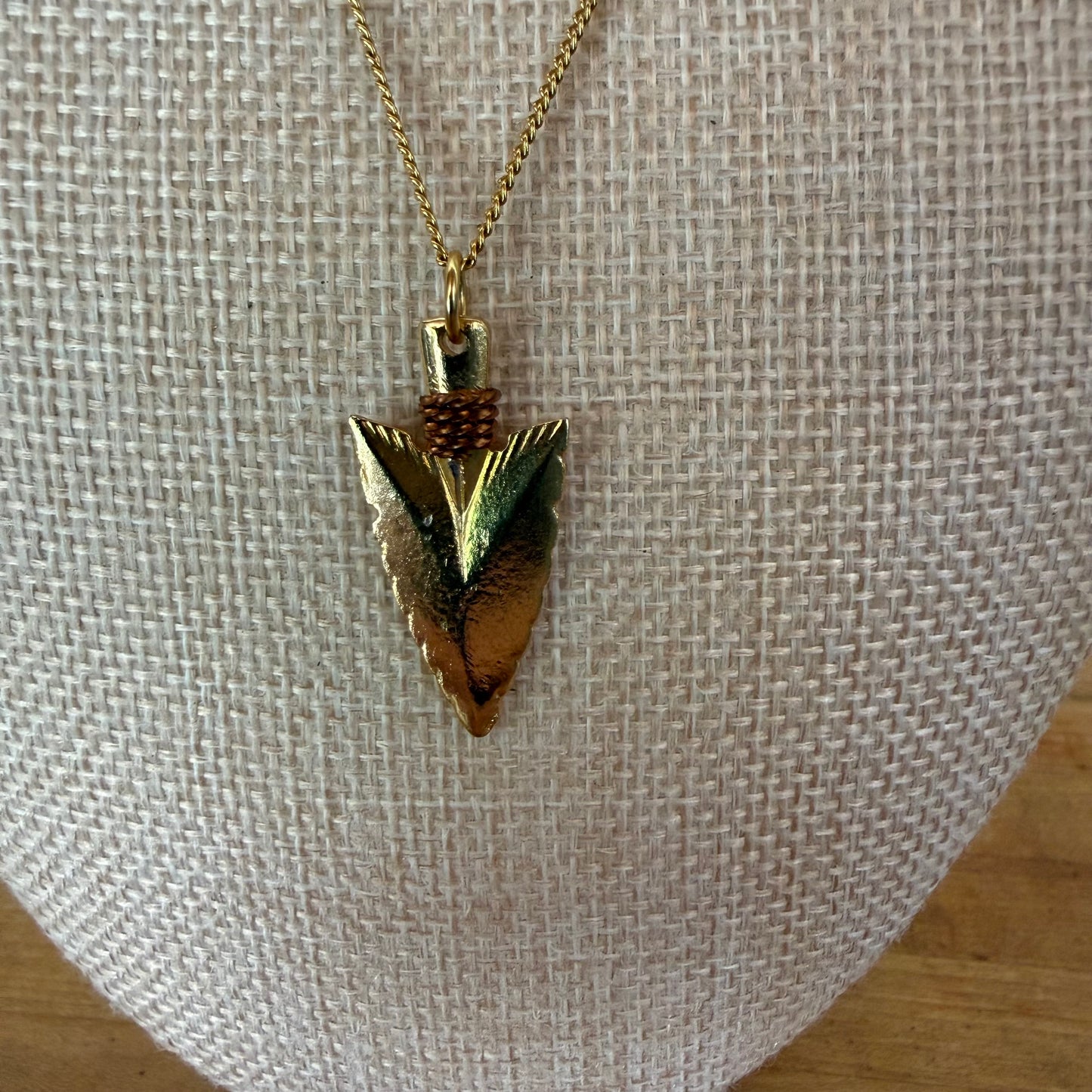 Contemporary Arrowhead Gold Tone & Copper Layering Necklace