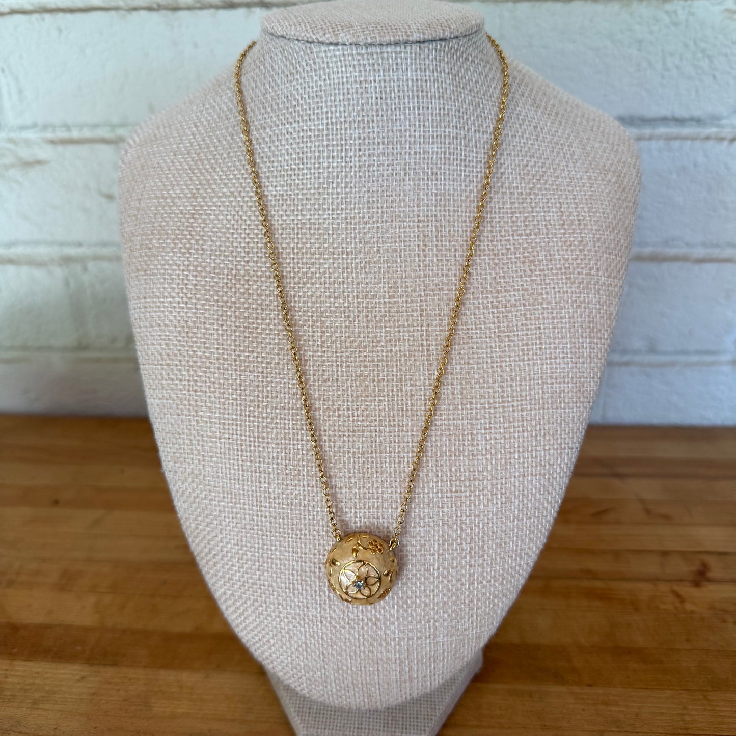 Sculptural Mid Century  Domed Enamel Orb Necklace
