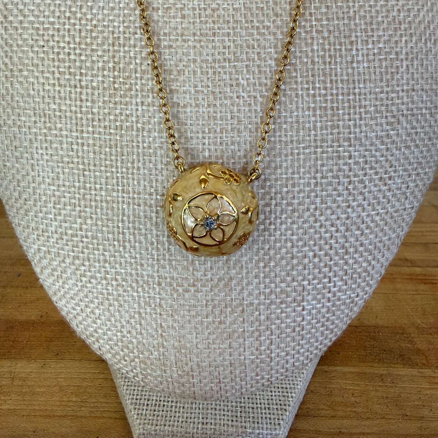 Sculptural Mid Century  Domed Enamel Orb Necklace