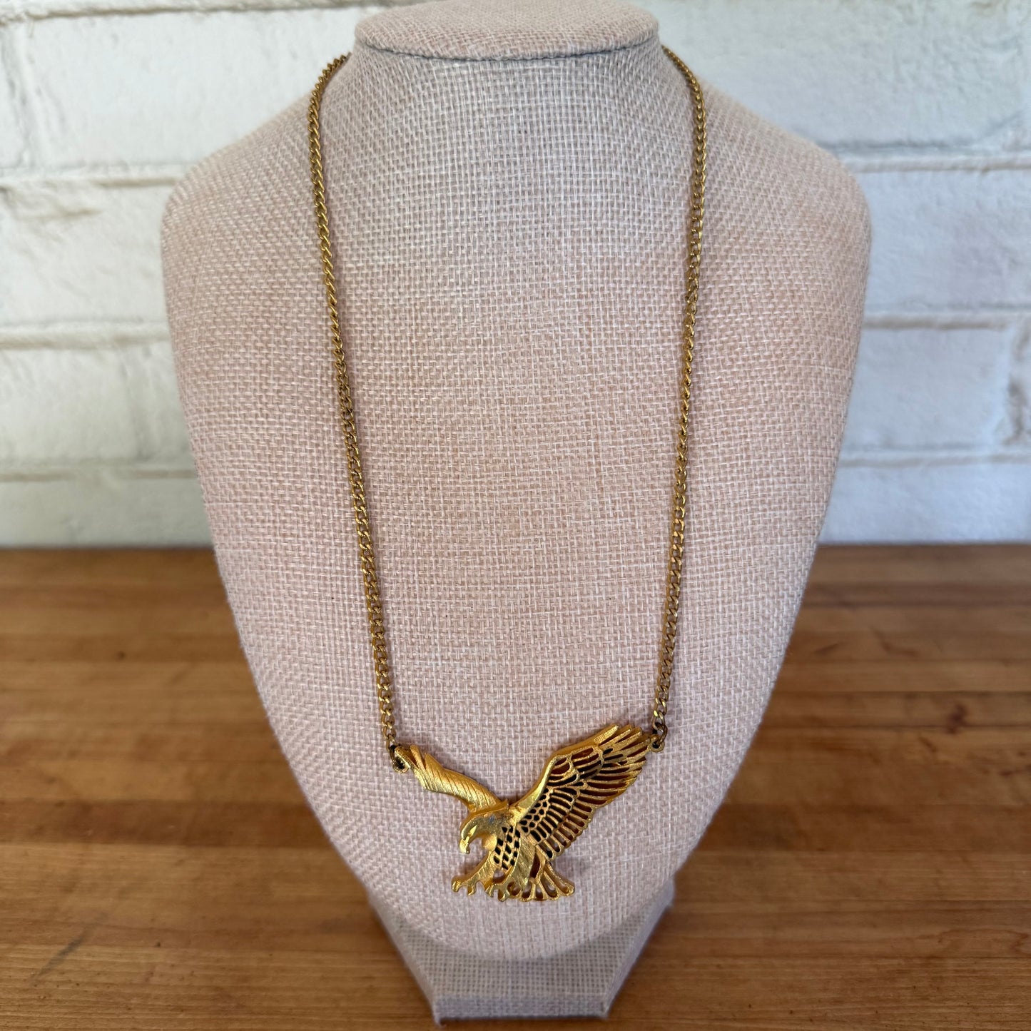 Goldtone 1980's Flying Eagle Necklace