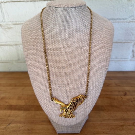 Goldtone 1980's Flying Eagle Necklace